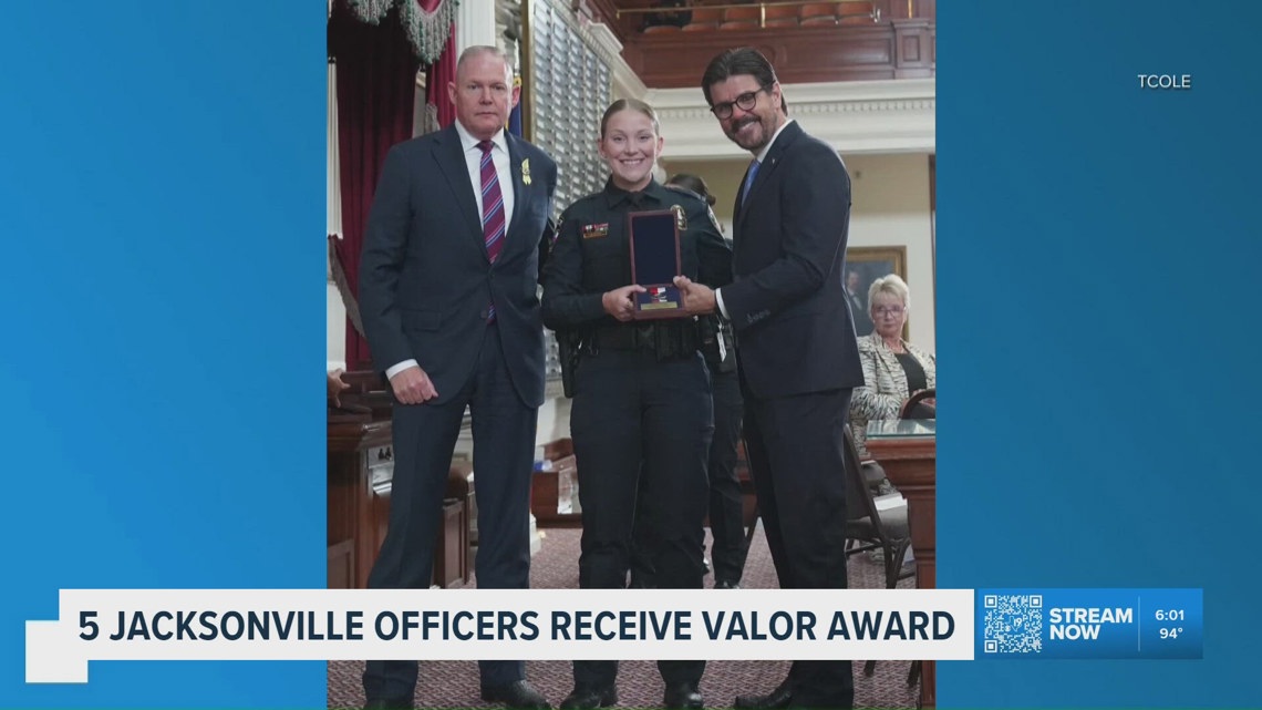 Jacksonville officers receive state Valor Awards for saving life of Elyse Hand during shooting