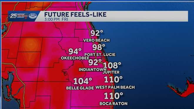 Feels-like Temperatures for Friday at 3 p.m. Feels-like Temperatures for Friday at 3 p.m.