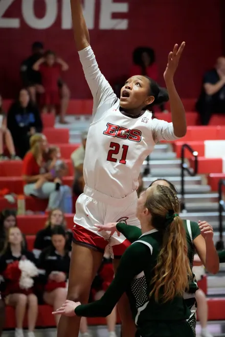 ECS senior center Nalah Smith goes for a layup against a Celtics defender. The Evangelical Christian School girls basketball team defeated St. John Neumann in the 2A District 12 championship game. The Sentinels won with a final score of 69-31.