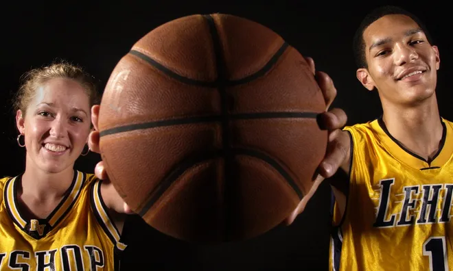 Bishop Verot's Christen Spake, left, and Lehigh's Anthony Paez, right, are Basketball Players of the Year for 2002.