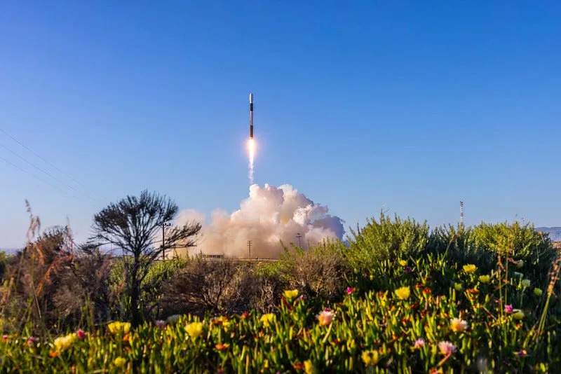 Standing nearly 100 feet tall, Firefly Aerospace's Alpha rocket lifts off Wednesday, March 11 at the Vandenberg Space Force Base in California. The successful launch was the rocket's first since an April 2025 mishap.