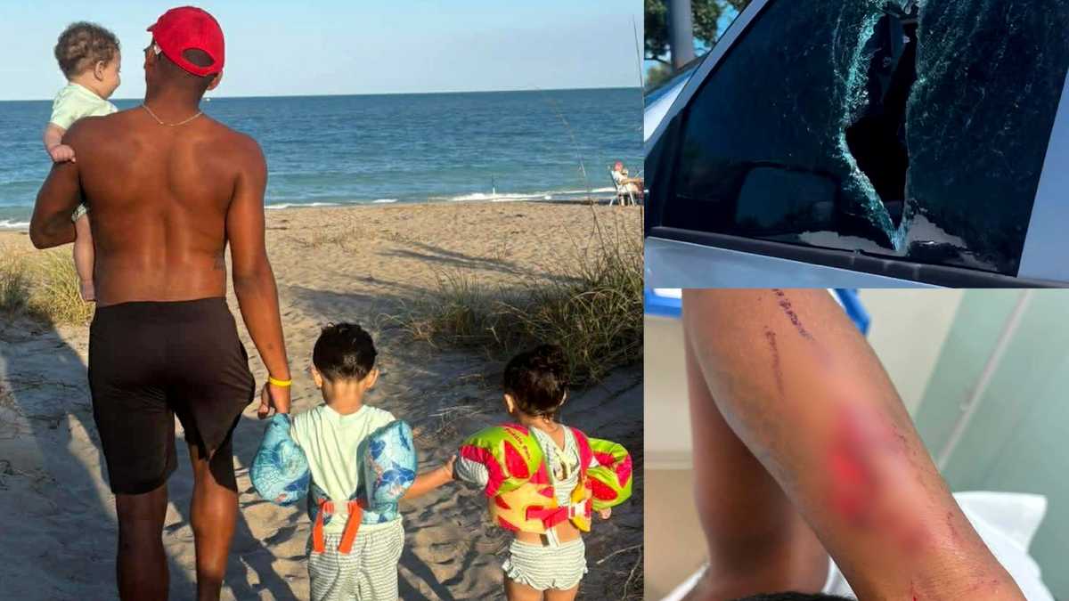 Father punches through window to rescue children trapped inside