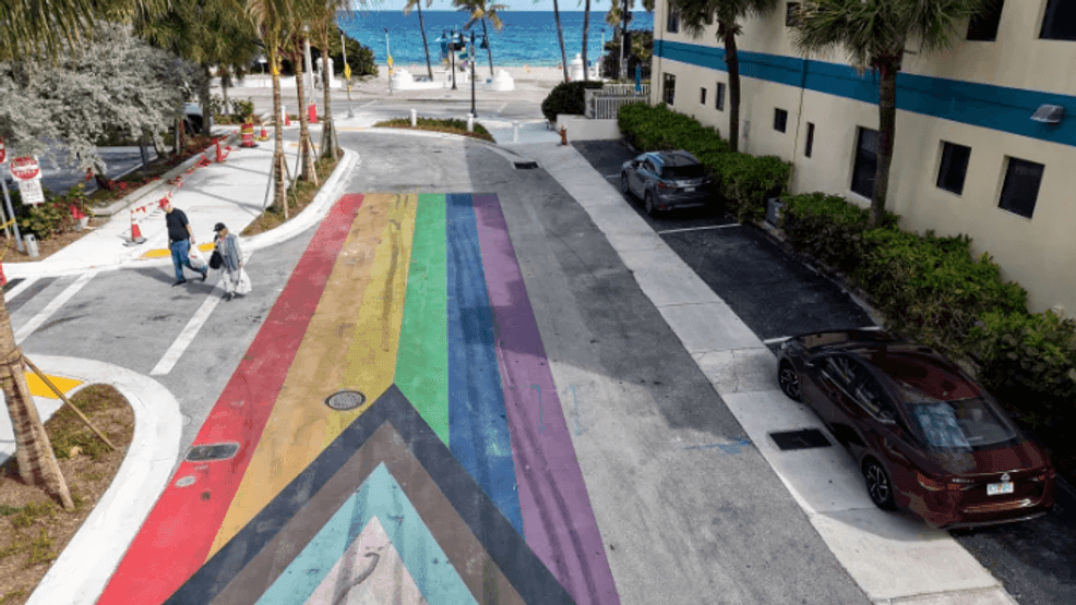 A rainbow street art mural remains visible on Wednesday, Feb. 11, 2026 on Sebastian Street near Fort Lauderdale. (Mike Stocker/South Florida Sun Sentinel)