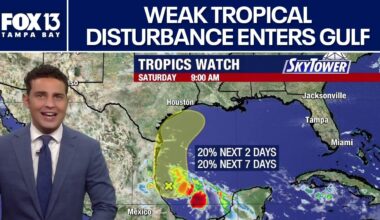 Weak tropical disturbance enters Gulf
