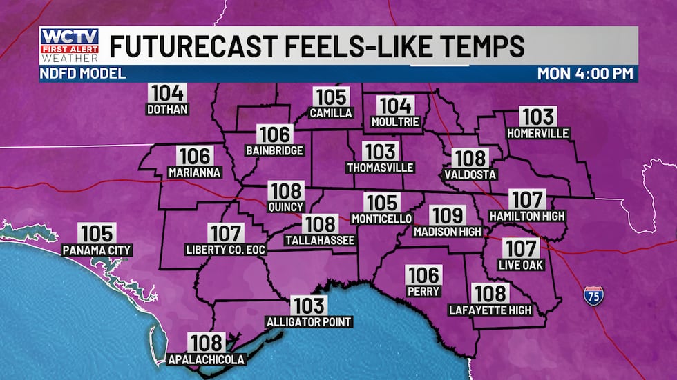 Temperatures will feel like triple digits this afternoon.