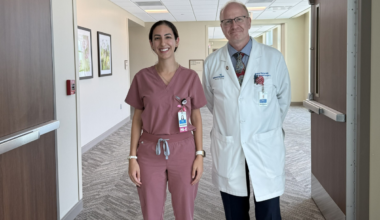 Dr. Walter Hayne (right), a breast surgeon with AdventHealth Medical Group, will begin seeing patients July 7 as AdventHealth Apopka expands access to breast surgery services for Apopka-area residents. Standing with him is Angela Bateh, PA-C.