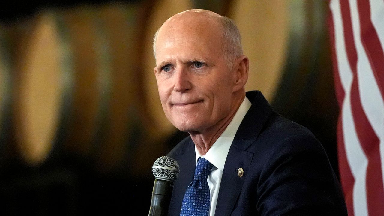 Sen. Rick Scott, R-Fla., is asking the Tampa Sports Authority to review approval for Ye's (formerly Kanye West) upcoming shows at Raymond James Stadium, citing past antisemitic remarks made by the rapper. (AP Photo/Mike Stewart, File)