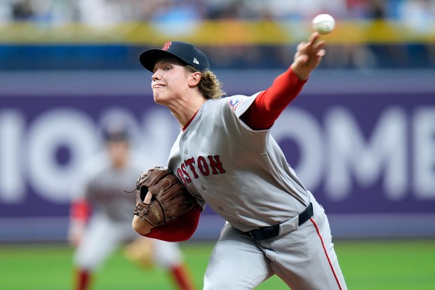 Boston Red Sox pitcher Connelly Early delivers to the Tampa Bay Rays during the first inning of a baseball game Monday, June 8, 2026, in St. Petersburg, Fla. (AP Photo/Chris O'Meara)