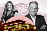 Attorney Stephanie Toothaker and Ed Dikes of Weston Jewelers with renderings of 1117 E. Las Olas Blvd