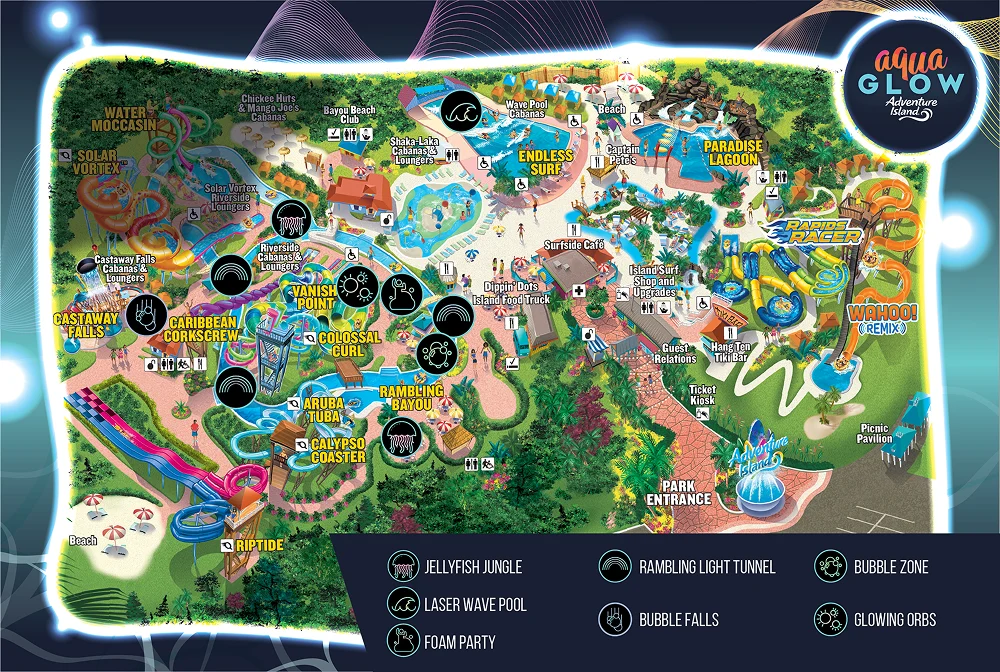 Aqua Glow at Adventure Island 2026 Map