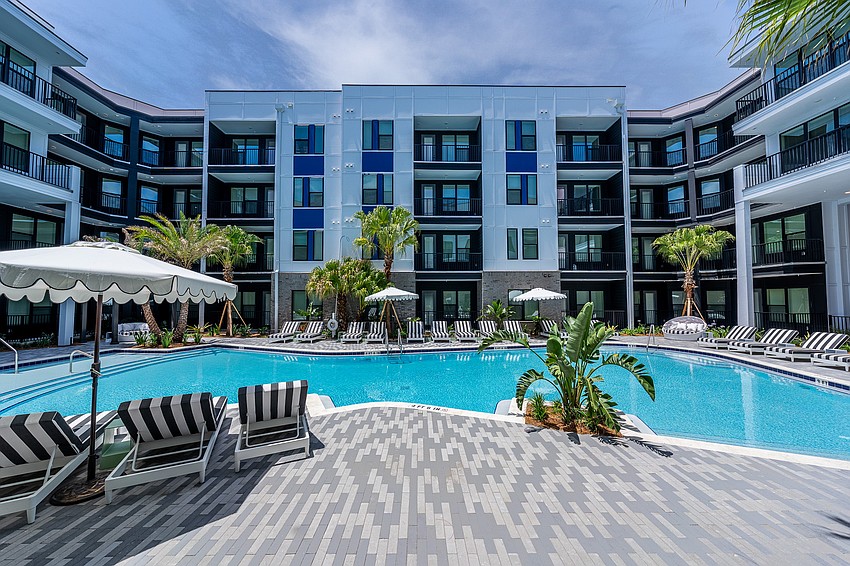 A view of the pool deck at the Artea apartments on the Downtown Southbank. A view of the pool deck at the Artea apartments on the Downtown Southbank.