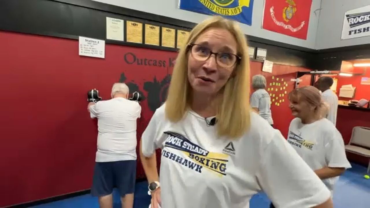Kathy Glazewski leads Parkinson's patients in boxing fitness classes. Her Rock Steady Fishhawk gym is located on Erindale Drive in Valrico. (Spectrum News image)
