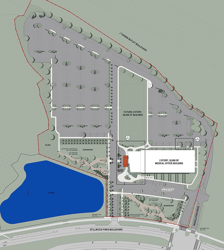 The Baptist Medical Center office building is at the northside end of Stillwood Pines Boulevard in the Seven Pines master-planned community. The Baptist Medical Center office building is at the northside end of Stillwood Pines Boulevard in the Seven Pines master-planned community.