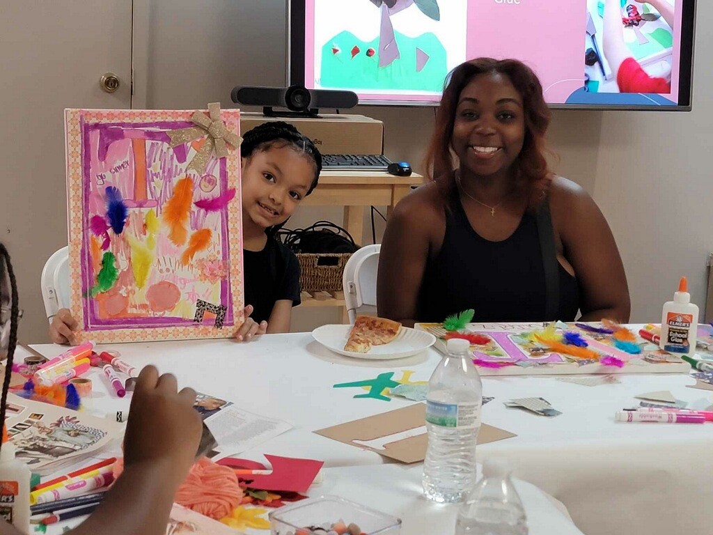 People working on art