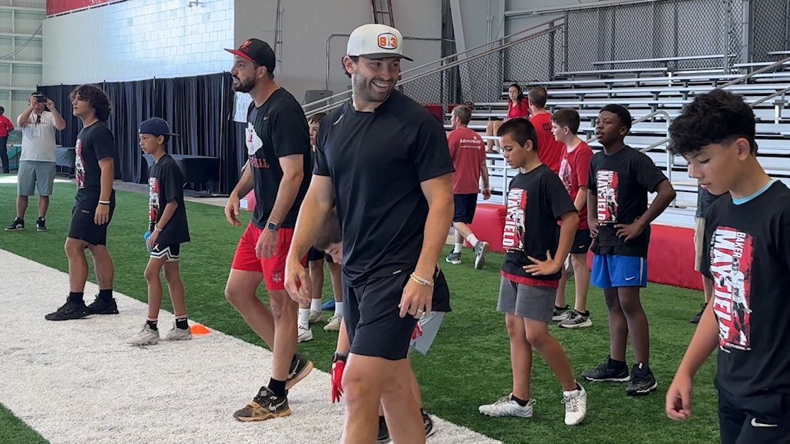 Bucs' Baker Mayfield is a kid again at his football camp