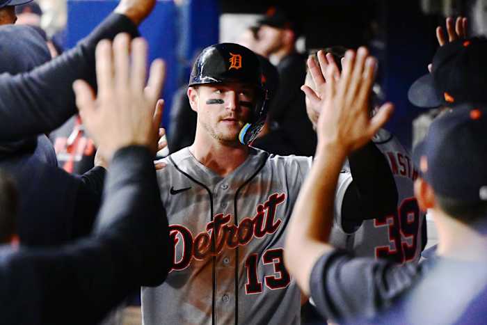 Tigers hit 5 home runs and hold off Rays 10-9 to halt skid behind Dingler, Carpenter and Greene