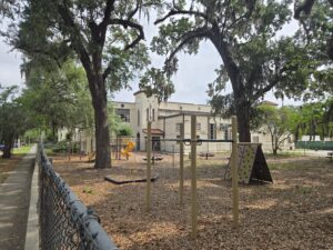 A closed school with playground
