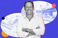 Comras Company's Michael Comras with conceptual renderings of NoLi retail site at Lincoln Road