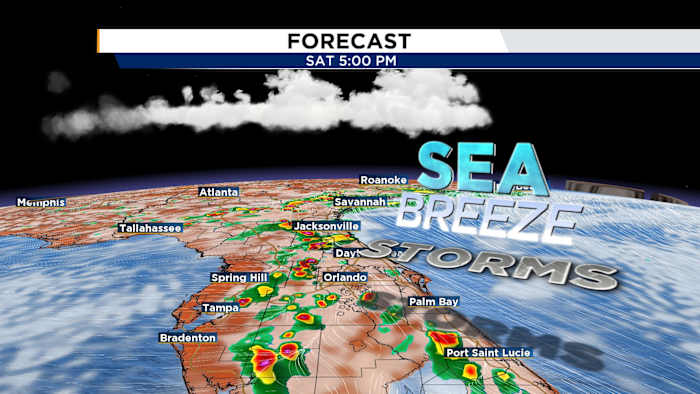 Sea breeze storms into the Weekend