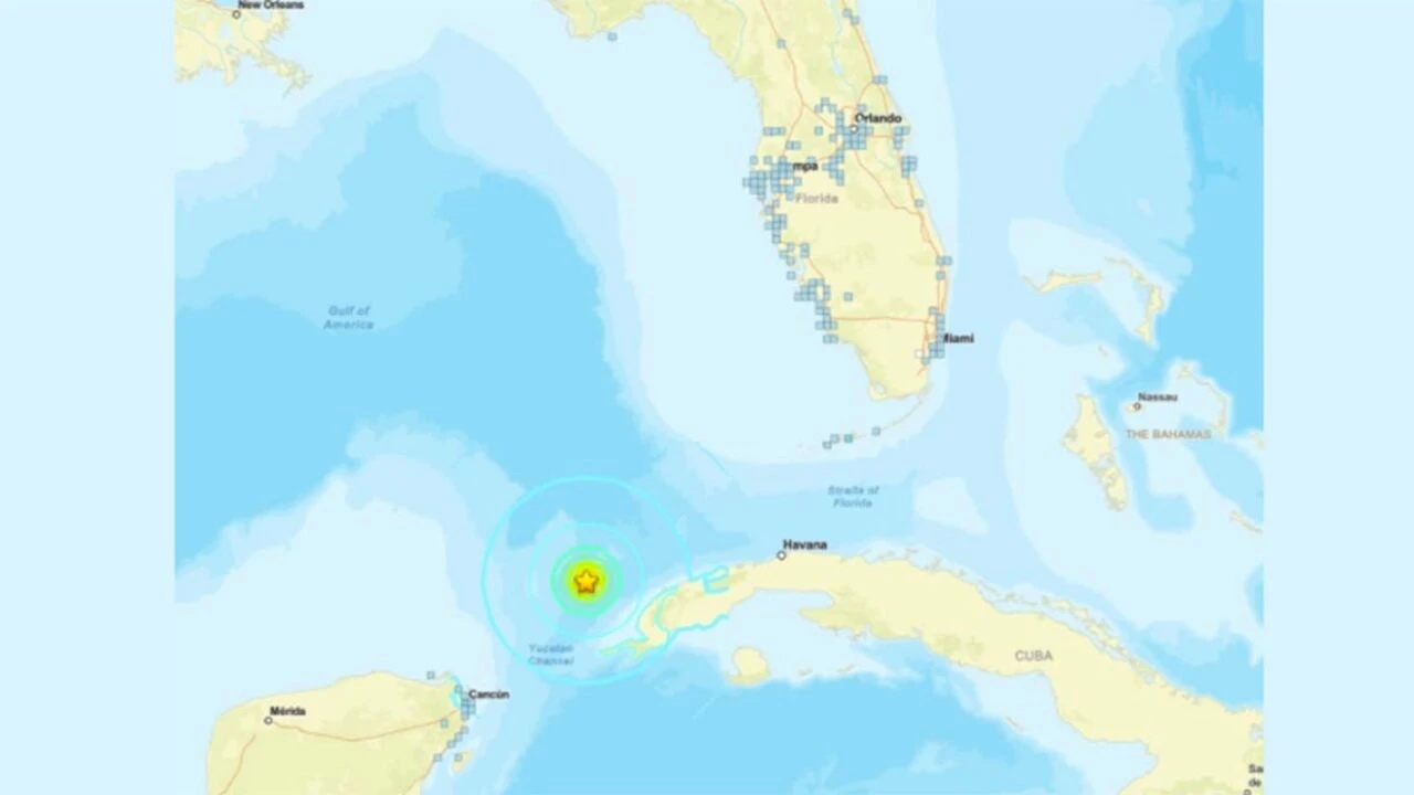 Map showing epicenter of Cuban earthquake.