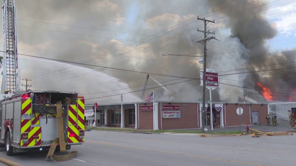 The fire shutdown North Marine Boulevard.