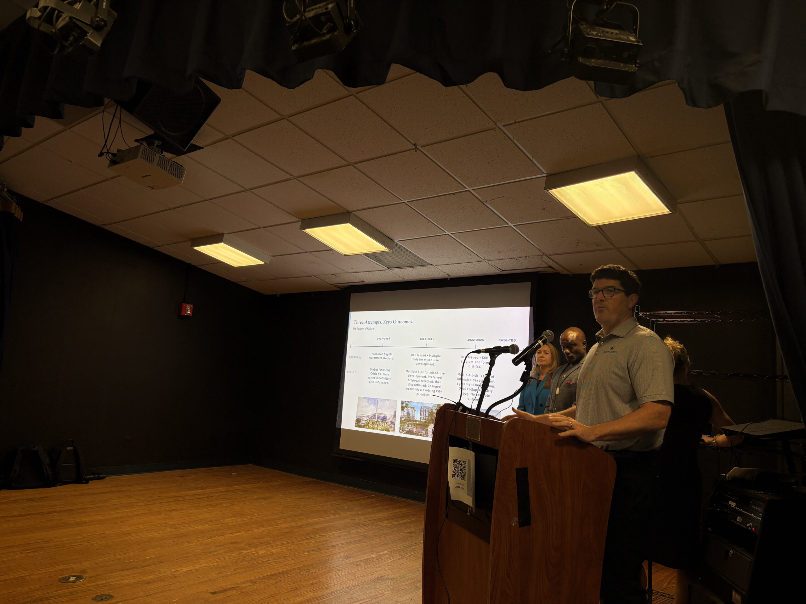 Foundation Vision Partners presenting their proposal for the Historic Gas Plant District at the Sunshine Center. Photo by Luiza Campos.