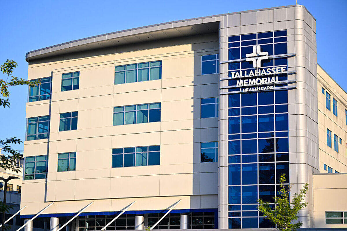 Tallahassee Memorial Hospital, where Alea Bates was admitted after being shot seven times in 2019. She was discharged after four days.