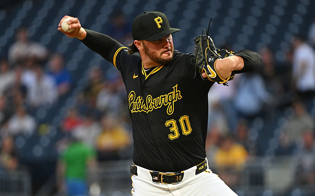 PITTSBURGH, PENNSYLVANIA - SEPTEMBER 16: Paul Skenes #30 of the Pittsburgh Pirates pitches in the second inning against the Chicago Cubs at PNC Park on September 16, 2025 in Pittsburgh, Pennsylvania. (Photo by Justin Berl/Getty Images)
