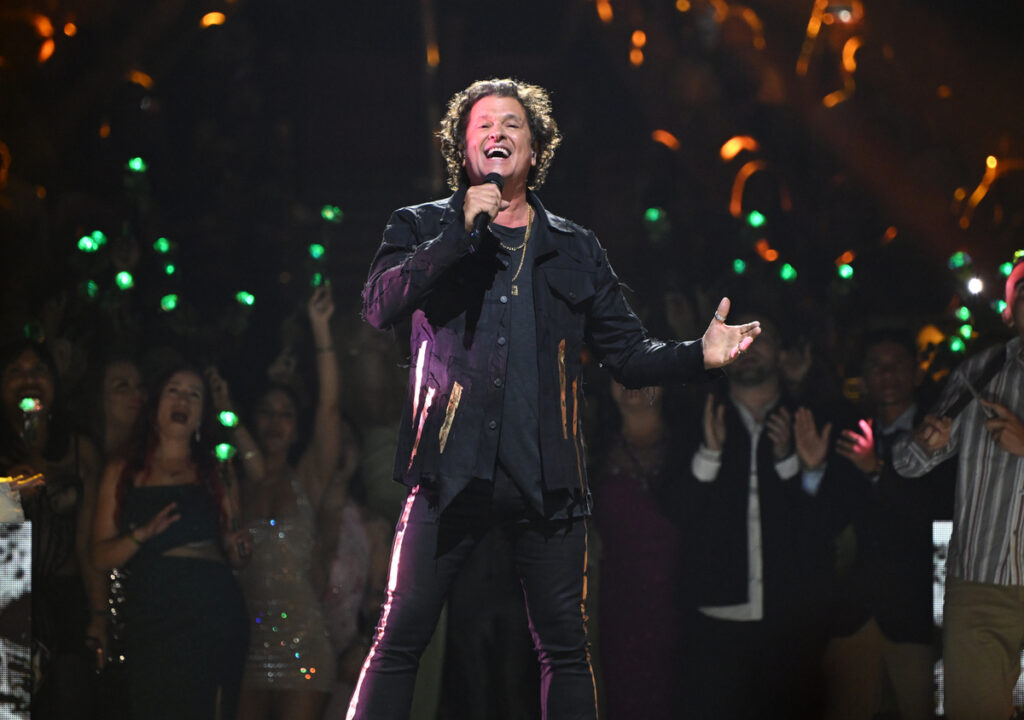 MIAMI, FLORIDA - FEBRUARY 19: Carlos Vives performs during Univision's 38th Premio Lo Nuestro at Kaseya Center on February 19, 2026 in Miami, Florida.