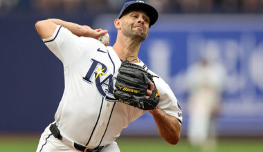 ST. PETERSBURG, FL - APRIL 22: Nick Martinez #28 of the Tampa Bay Rays throws against the Cincinnati Reds during the fifth inning of a baseball game at Tropicana Field on April 22, 2026 in St. Petersburg, Florida. (Photo by Mike Carlson/Getty Images)
