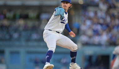 LOS ANGELES, CALIFORNIA - MAY 29: Justin Wrobleski #70 of the Los Angeles Dodgers pitches against the Philadelphia Phillies at Dodger Stadium on May 29, 2026 in Los Angeles, California. (Photo by Jayne Kamin-Oncea/Getty Images)