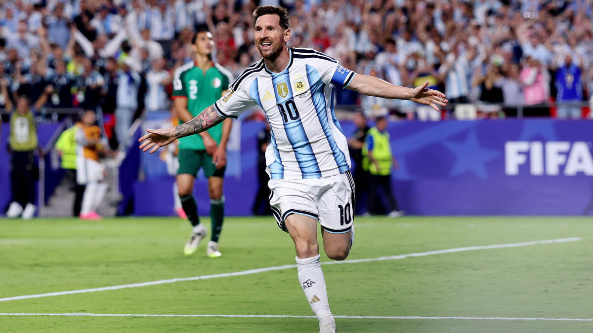 KANSAS CITY, MISSOURI - JUNE 16: Lionel Messi #10 of Argentina celebrates scoring his team's second goal during the FIFA World Cup 2026 Group J match between Argentina and Algeria at Kansas City Stadium on June 16, 2026 in Kansas City, Missouri. (Photo by Michael Steele/Getty Images) KANSAS CITY, MISSOURI - JUNE 16: Lionel Messi #10 of Argentina celebrates scoring his team's second goal during the FIFA World Cup 2026 Group J match between Argentina and Algeria at Kansas City Stadium on June 16, 2026 in Kansas City, Missouri. (Photo by Michael Steele/Getty Images)