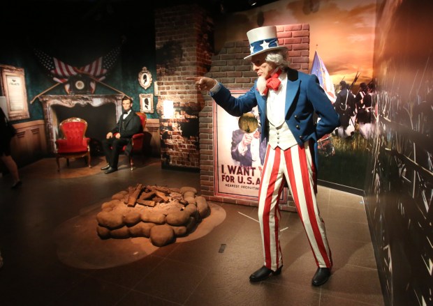 Wax figures of Uncle Sam and Abraham Lincoln can be seen at Madame Tussauds Orlando. (Orlando Sentinel file)