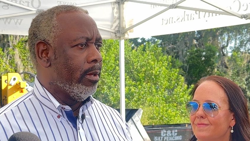 Orange County Mayor Jerry Demings and District 1 Commissioner Nicole Wilson respond to DOGE audit plans earlier this year. (Spectrum News/Massiel Leyva)