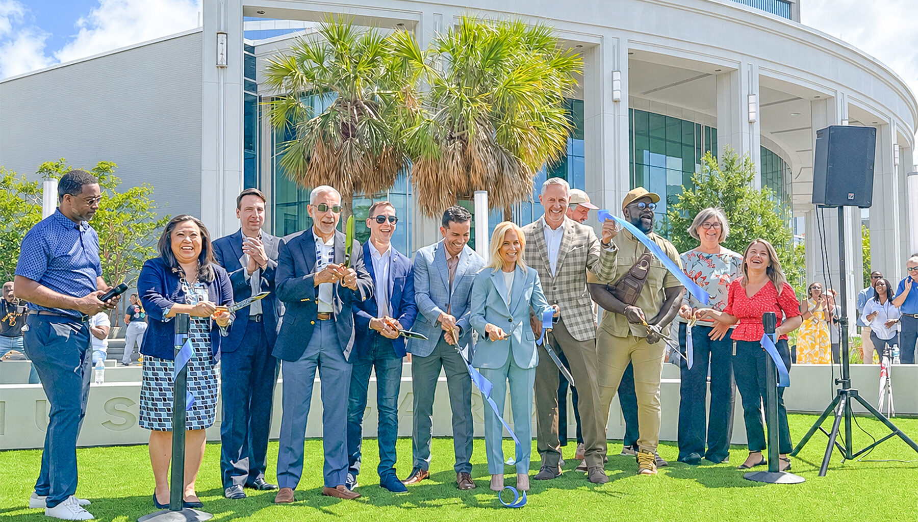 Mayor Donna Deegan, city leaders and community stakeholders officially open the riverfront park with a ribbon-cutting ceremony.
