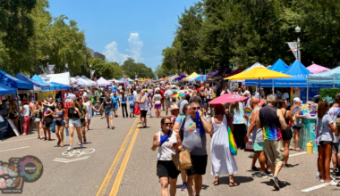 Spectators fill the streets of St. Petersburg for the St. Pete Pride Street Festival.
