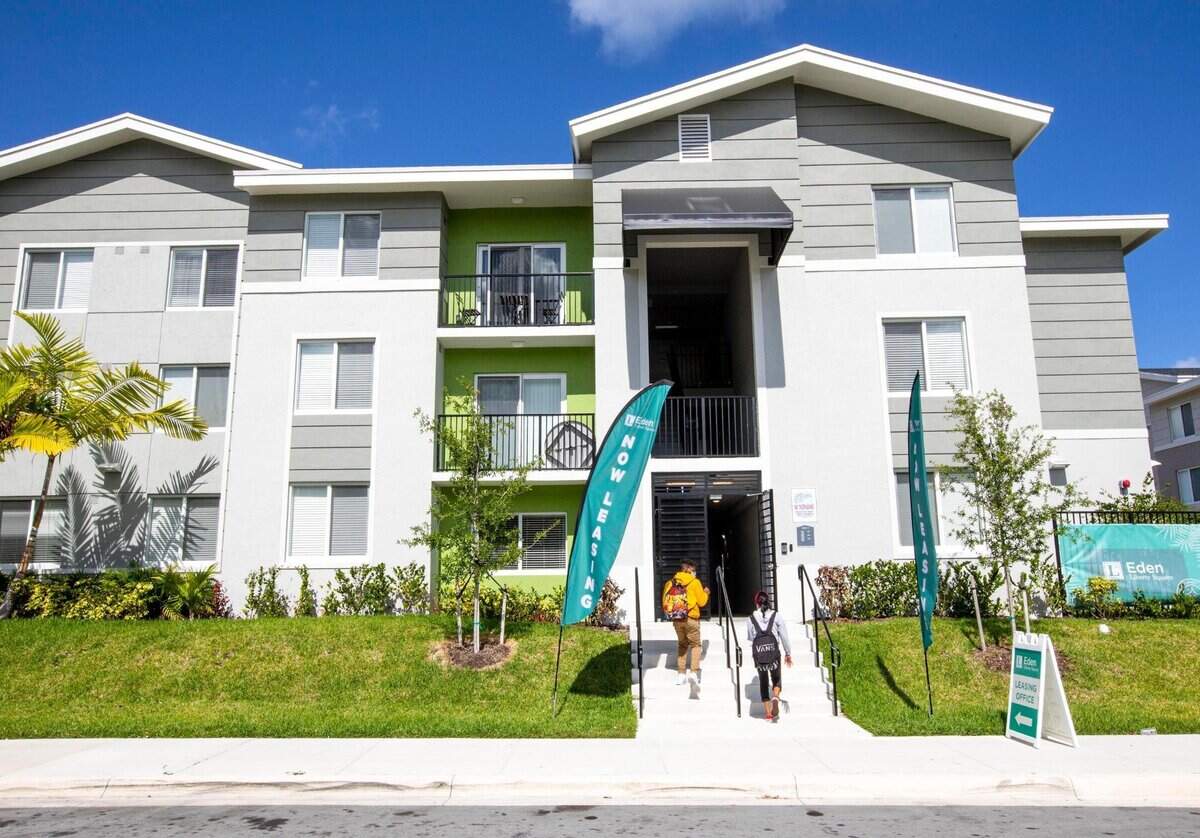 The exterior of Eden at Liberty Square, a phase of the ongoing redevelopment of the Liberty Square public housing complex.