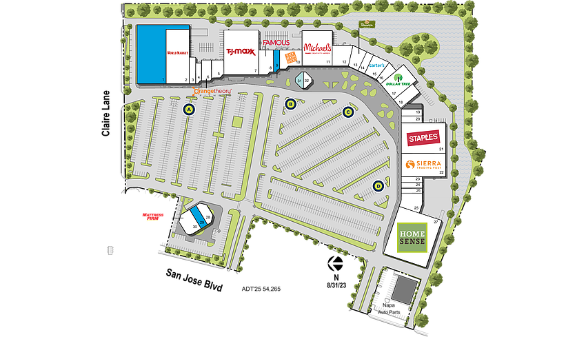 The vacant Unit 1 at Riverplace Shopping Center is listed by landlord Kimco Realty as being available for lease at 28,020 square feet. A permit application indicates that Burlington Stores is a prospective tenant. The vacant Unit 1 at Riverplace Shopping Center is listed by landlord Kimco Realty as being available for lease at 28,020 square feet. A permit application indicates that Burlington Stores is a prospective tenant.