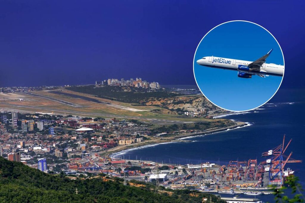 JetBlue plane Venezuela aerial view