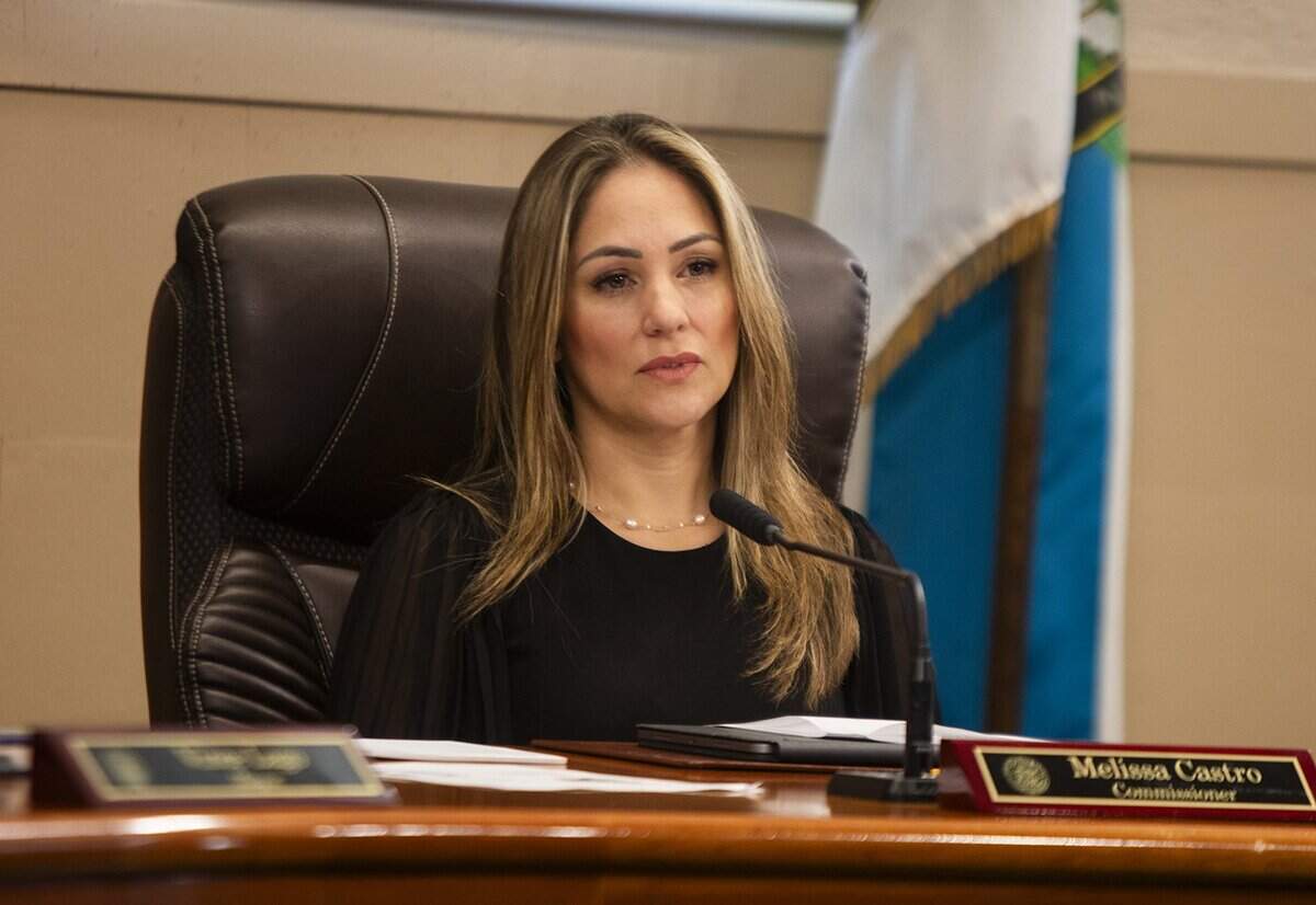 Coral Gables Commissioner Melissa Castro discusses the display of Israel's flag during a public meeting at City Hall on Sept. 25, 2025.