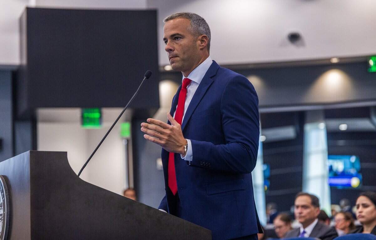 City of Doral newly appointed Police Chief Matthew Castillo, speaks during a meeting where the City Council approved his employment agreement, at City Hall, on Wednesday June 10, 2026.