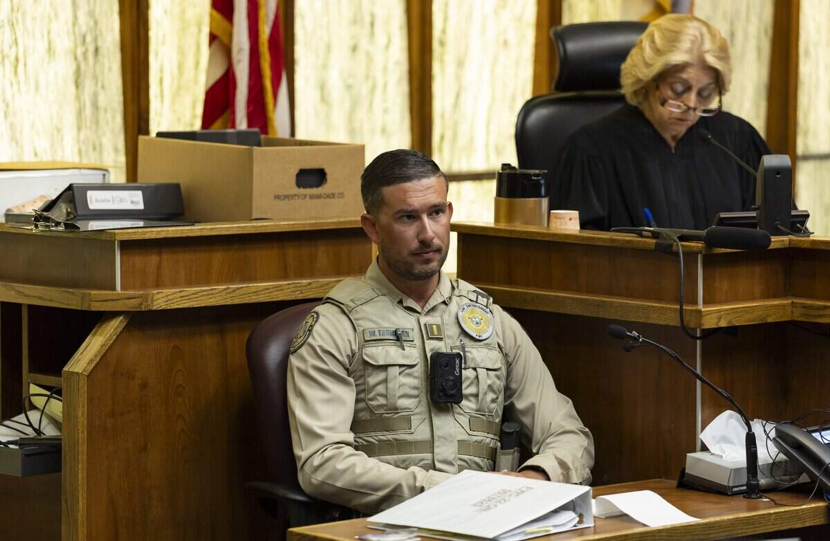Florida Fish and Wildlife Conservation Commission Lt. William Thompson testifies during the George Pino trial at the Richard E. Gerstein Justice Building on Friday, June 12, 2026, in Miami, Fla. Pino is charged in connection to the boat crash that killed 17-year-old Lucy Fernandez in 2022.