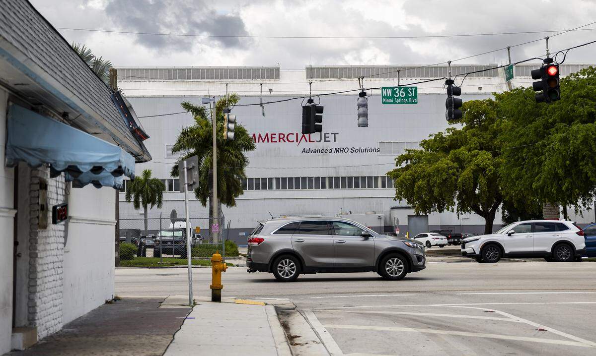 Traffic makes its way down Northwest 36th Street near the Miami Springs Inn on Friday, May 29, 2026, in Miami Springs, Fla.