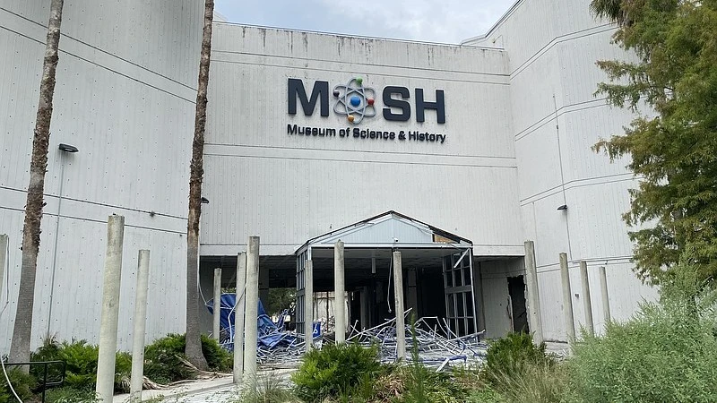 Demolition around the entrance to MOSH.