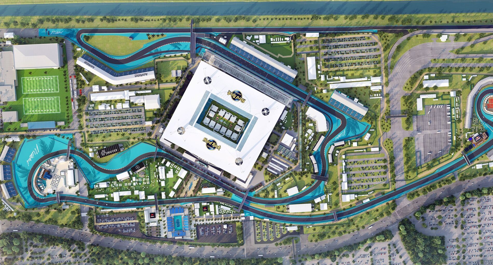 Miami F1 Grand Prix aerial rendering