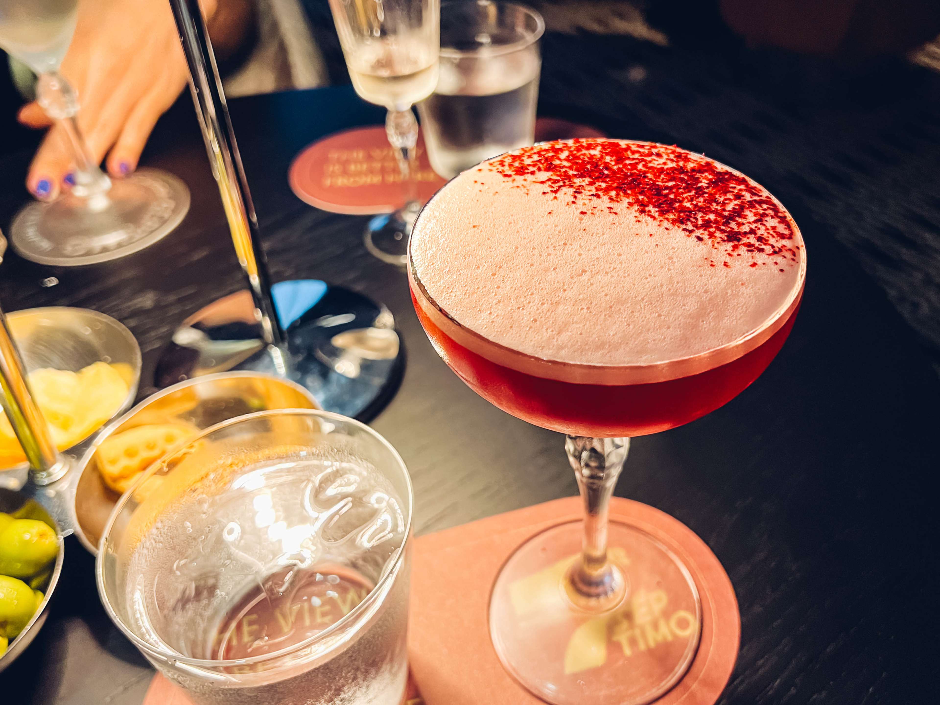 A red cocktail.