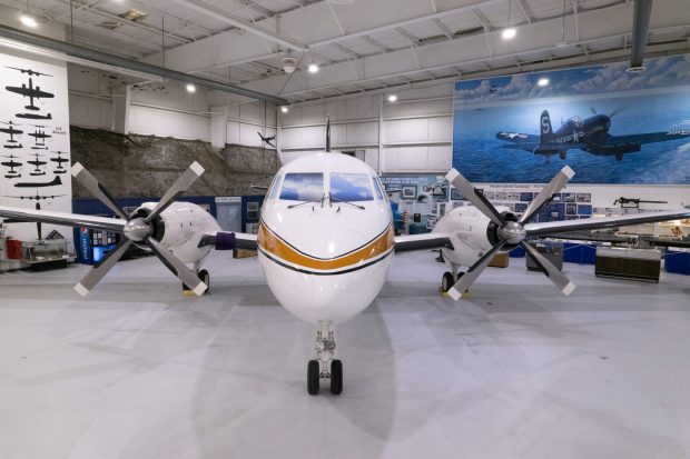 Walt Disney's Grumman Gulfstream I company plane at the Palm Springs Air Museum. (Courtesy of Palm Springs Air Museum)