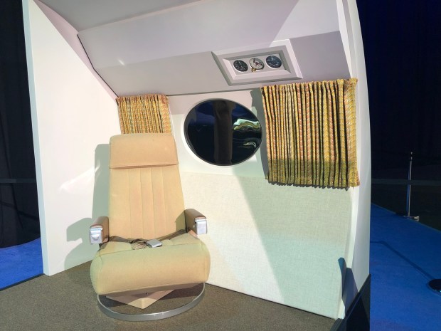 A display of Walt Disney's favorite seat on his Grumman Gulfstream I company plane during the D23 Expo at the Anaheim Convention Center. (Photo by Brady MacDonald, Orange County Register/SCNG)