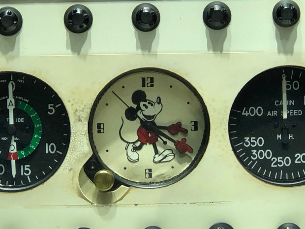 A customized instrument panel that allowed Walt Disney to monitor flight conditions on his Grumman Gulfstream I company plane. (Photo by Brady MacDonald, Orange County Register/SCNG)