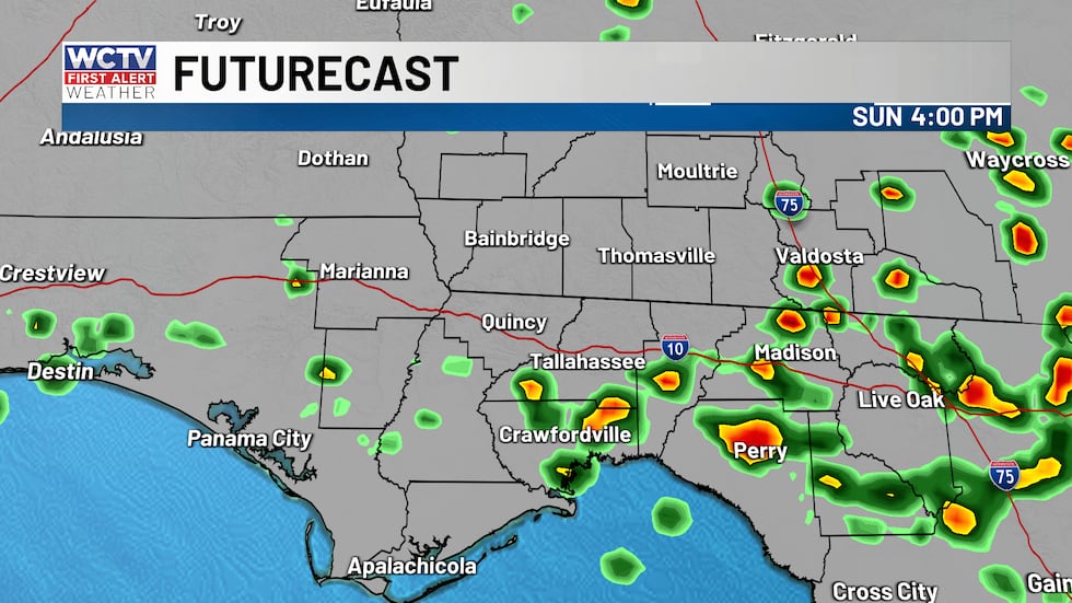 Scattered rain and storms this afternoon.
